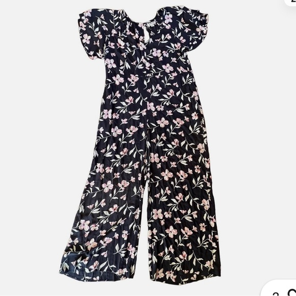 Billabong Fluttering Heart floral Blue Jumpsuit Small - Picture 1 of 9
